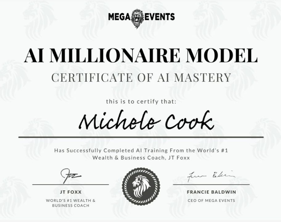 Michele Cook's AI Millionaire Certification #JTFoxx